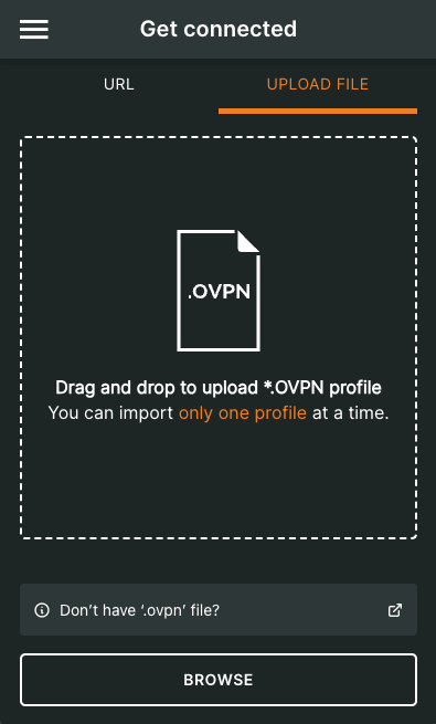 Import config OpenVPN client