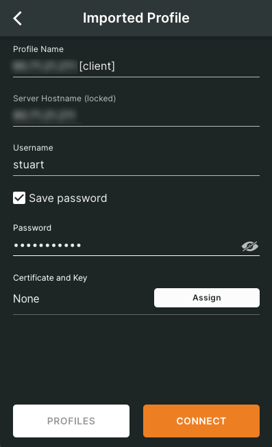 Password for config OpenVPN client