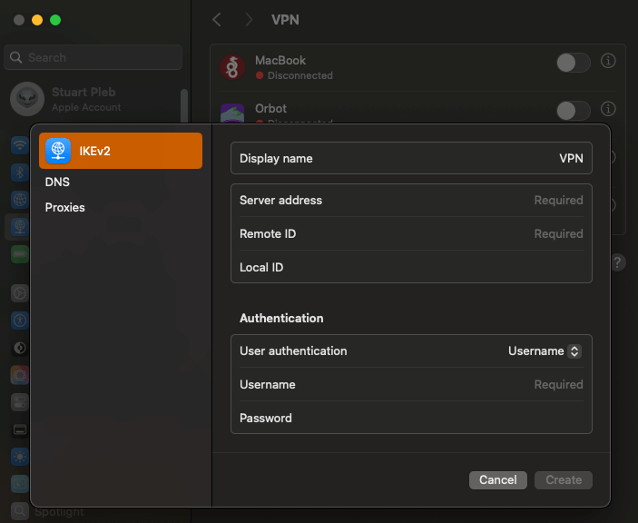 Set up IKEv2 manually