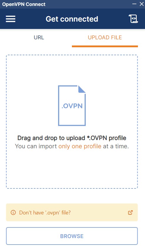 Import config OpenVPN client